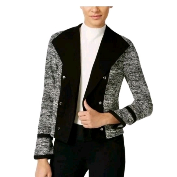 Calvin Klein Jackets & Blazers - Calvin Klein Open Front Tweed Blazer Gray & Black Women's Size 6